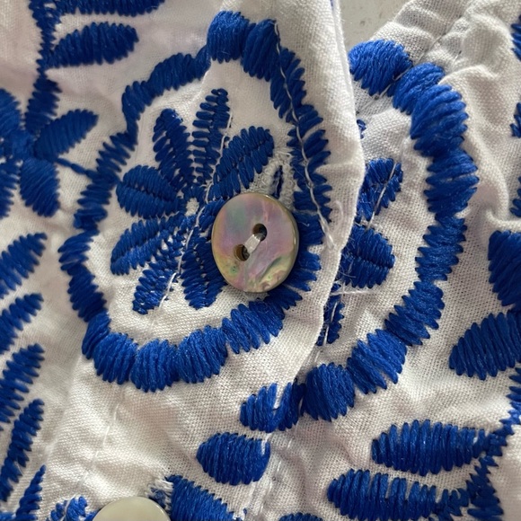 SHEIN Blue And WhiteEmbroidered Sleeveless Crop Top Small - Picture 7 of 12